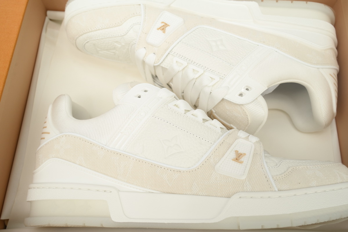 Louis Vuitton Trainer Apricot Embossed Denim