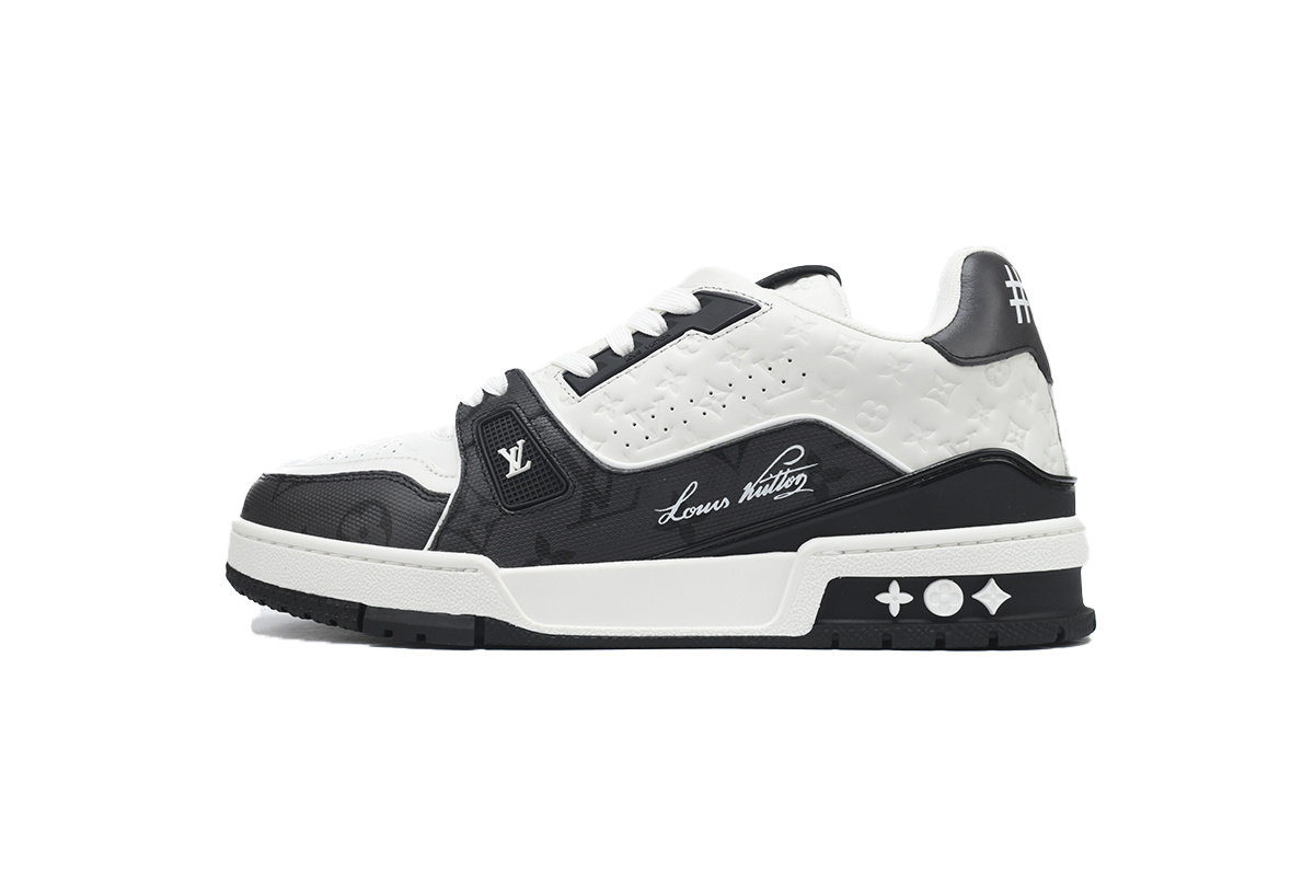 Louis Vuitton Trainer Black White Embossed