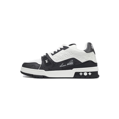 Louis Vuitton Trainer Black White Embossed 01