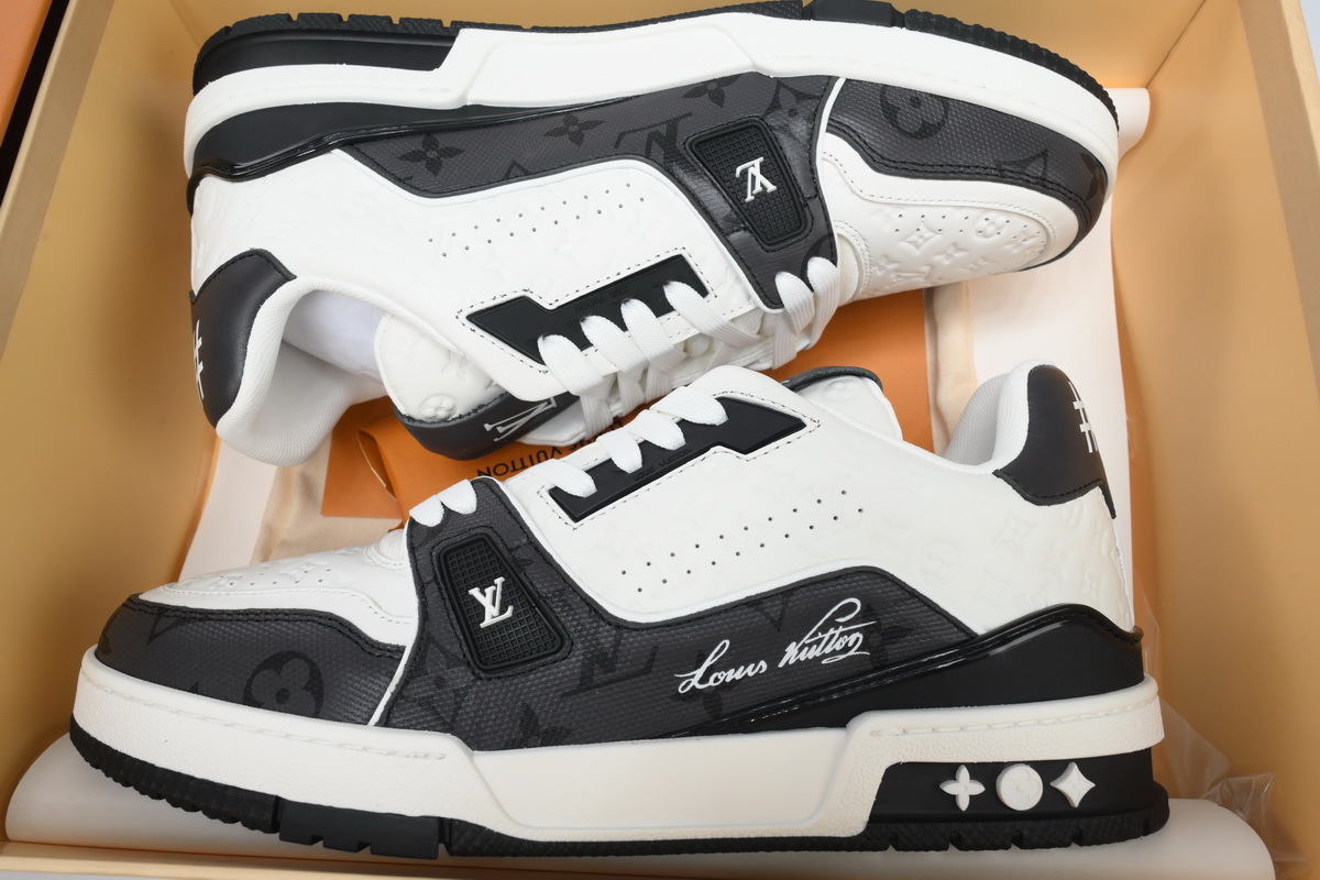 Louis Vuitton Trainer Black White Embossed