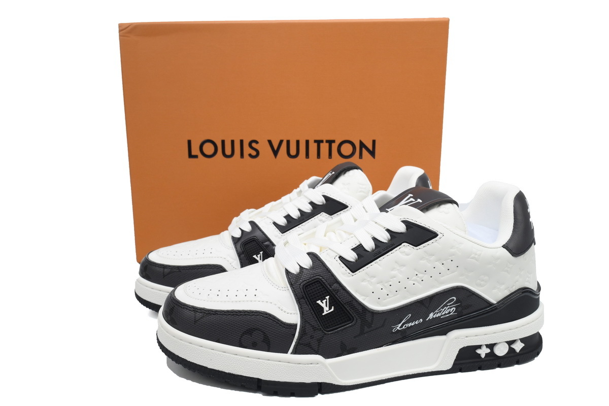 Louis Vuitton Trainer Black White Embossed