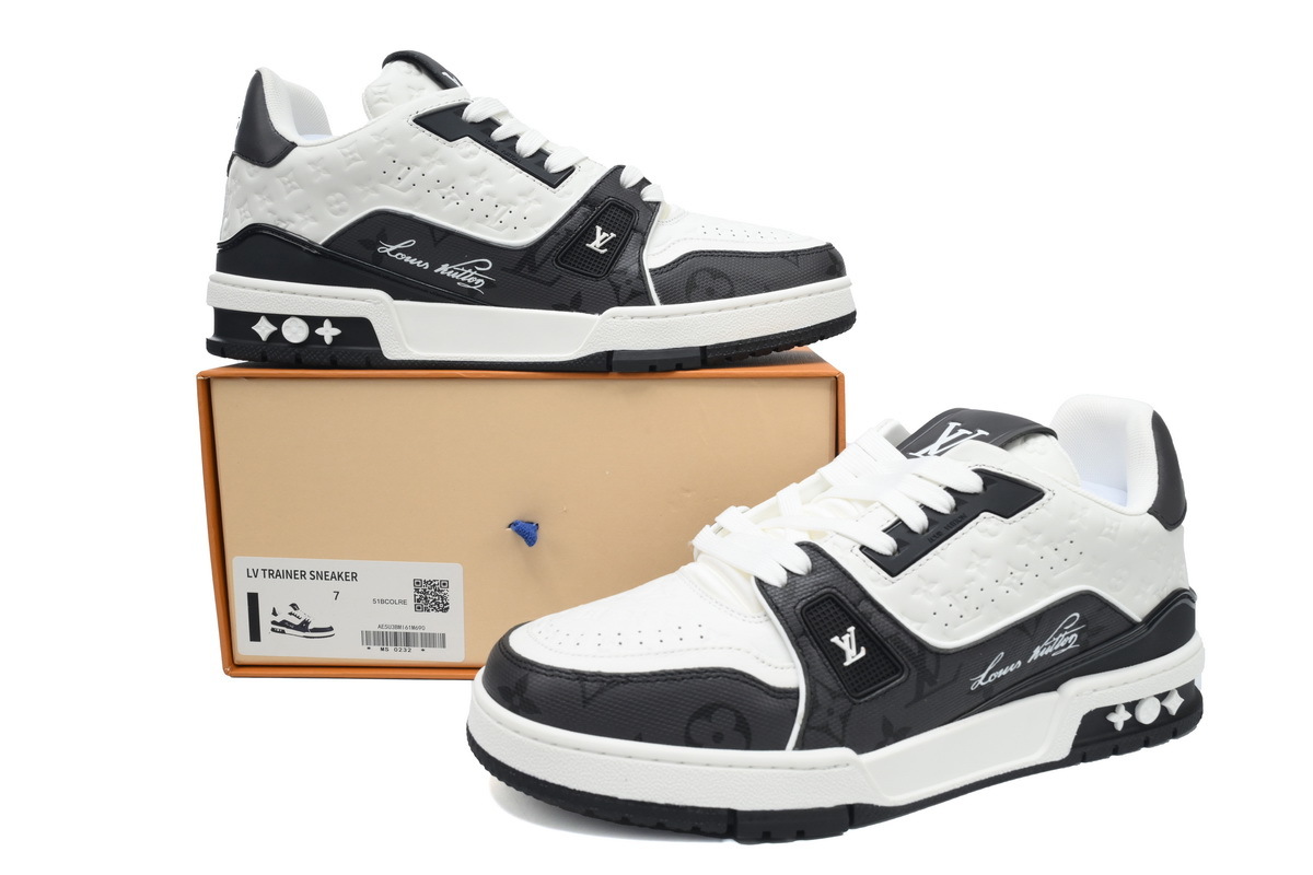 Louis Vuitton Trainer Black White Embossed
