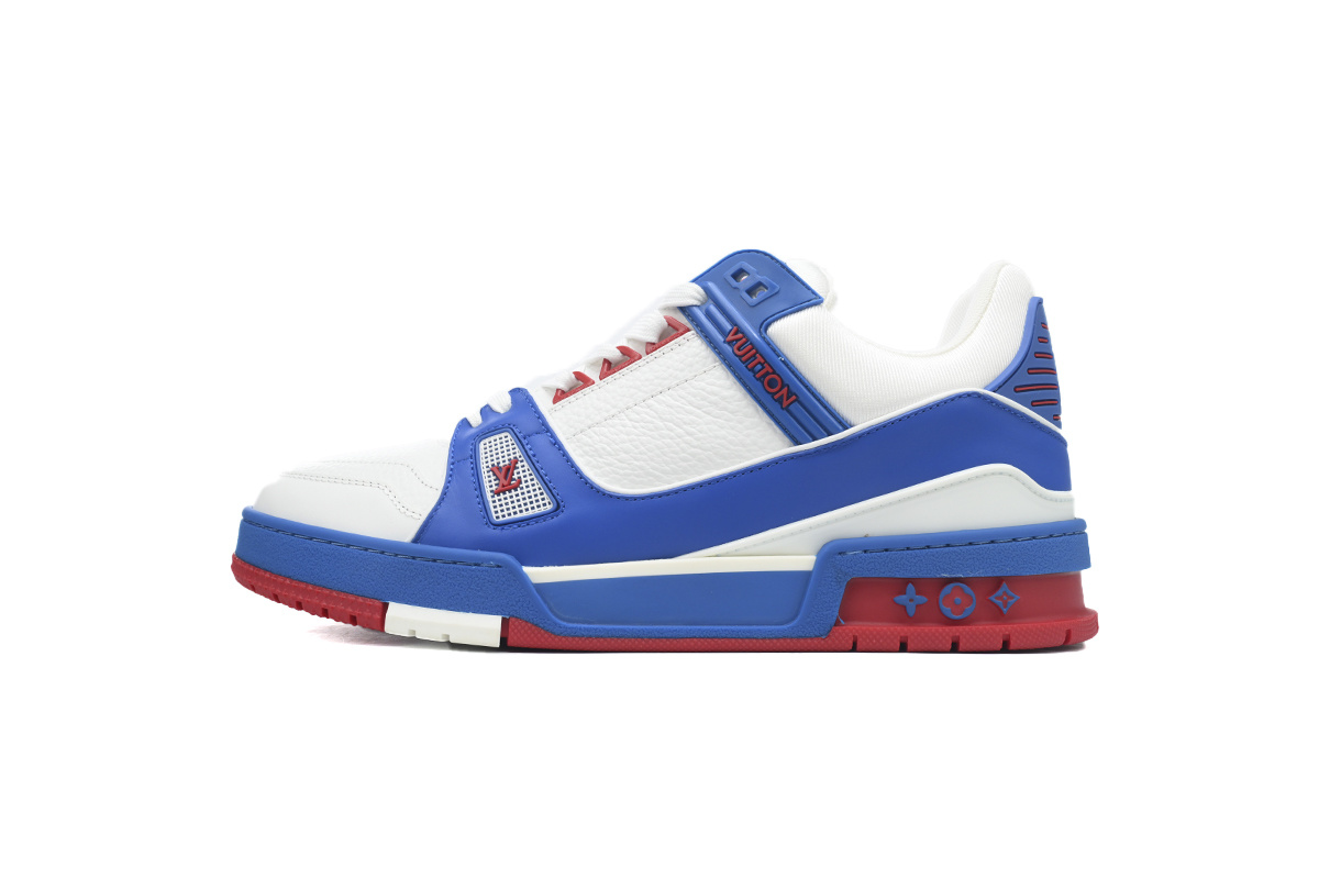 Louis Vuitton Trainer Blue Red Grain Leather