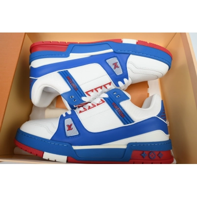 Louis Vuitton Trainer Blue Red Grain Leather 02
