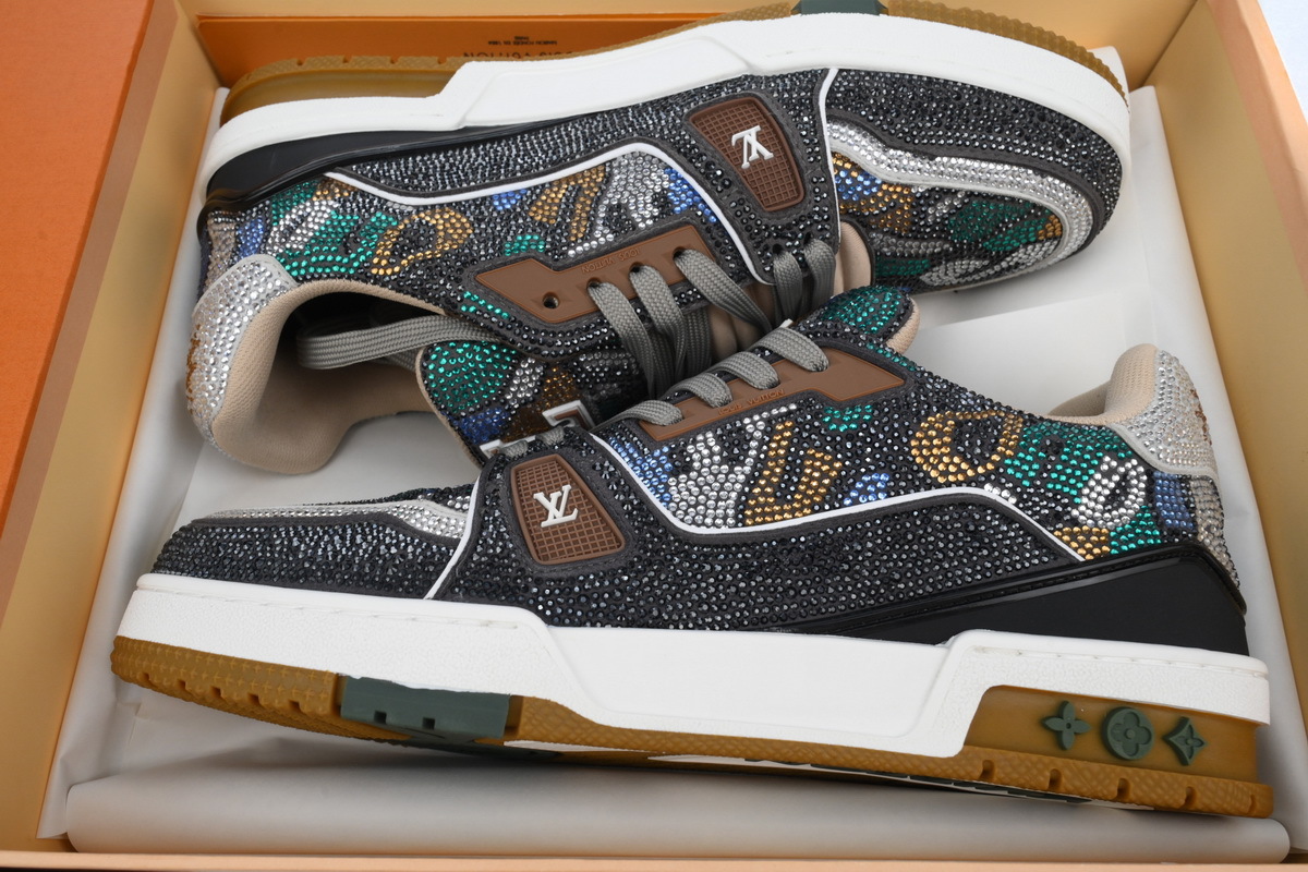 Louis Vuitton Trainer Crystal Khaki Camo