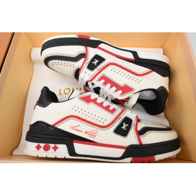 Louis Vuitton Trainer Denim Sneaker White Black 02