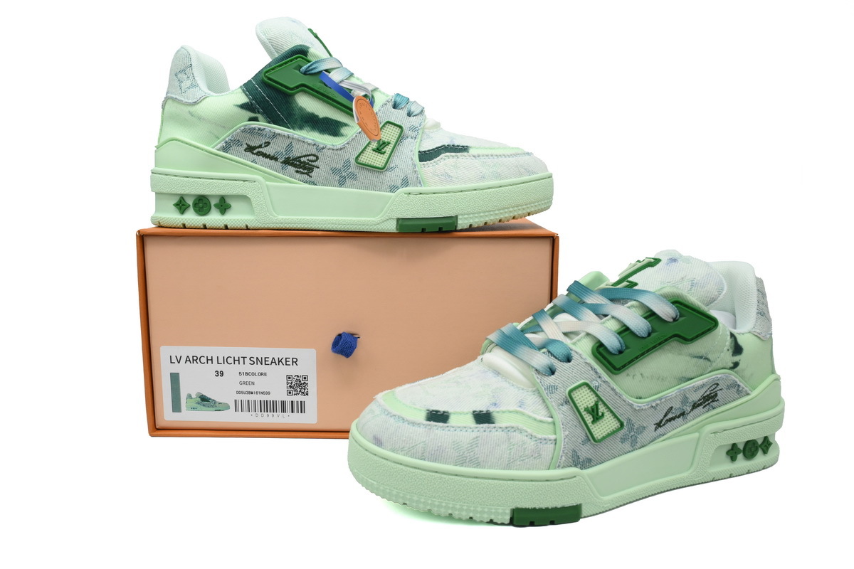 Louis Vuitton Trainer Green Bleached Denim