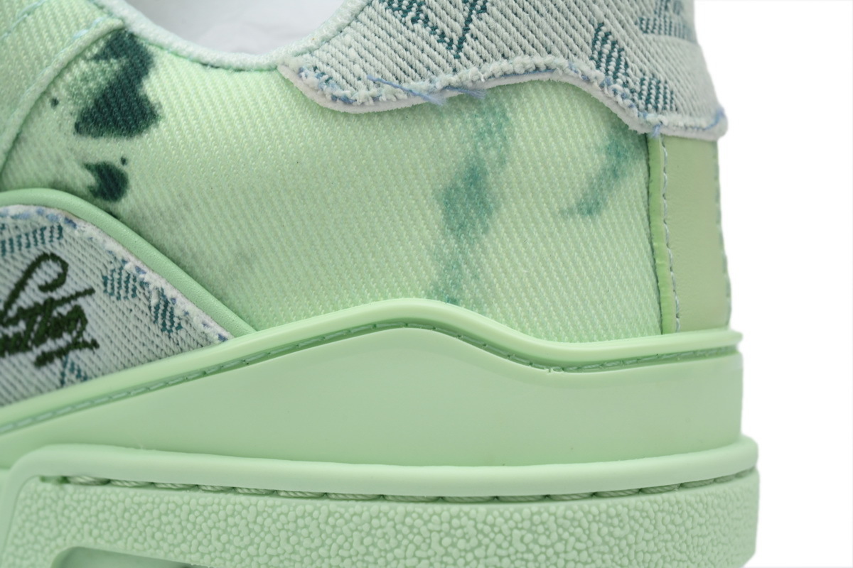 Louis Vuitton Trainer Green Bleached Denim