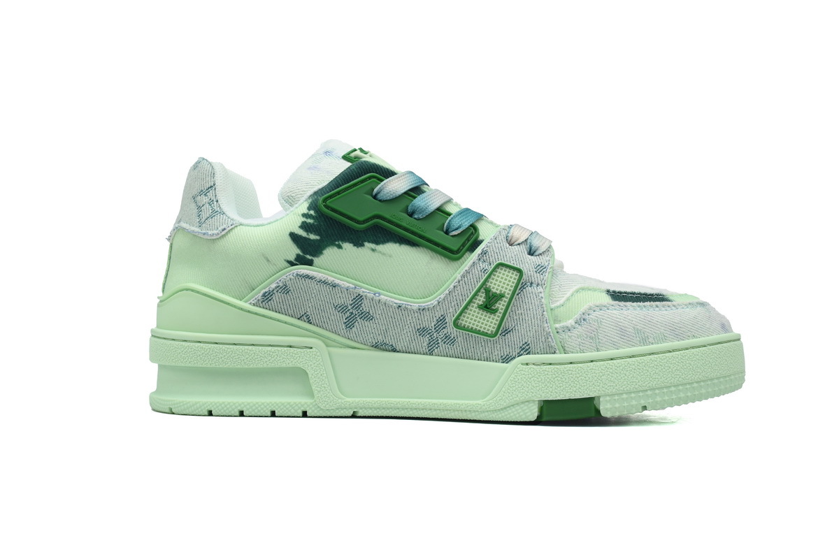 Louis Vuitton Trainer Green Bleached Denim