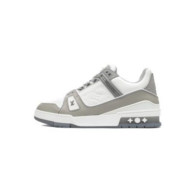 Louis Vuitton Trainer Grey White Embossed 01