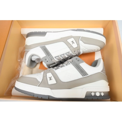 Louis Vuitton Trainer Grey White Embossed 02