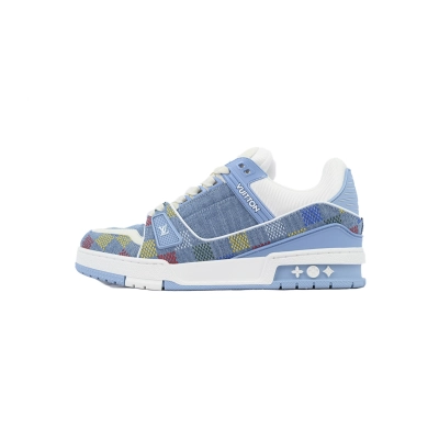 Louis Vuitton Trainer Light Blue Grid 01
