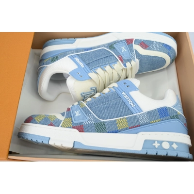 Louis Vuitton Trainer Light Blue Grid 02
