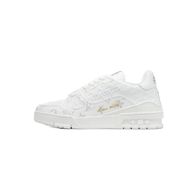Louis Vuitton Trainer Sneaker White Leather 01