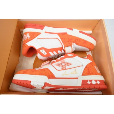 Louis Vuitton Trainer Velcro strap Denim Orange 02