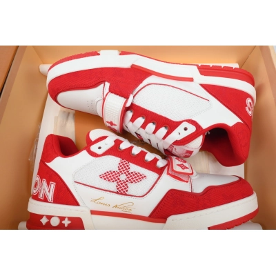 Louis Vuitton Trainer Velcro strap Denim Rose Red 02