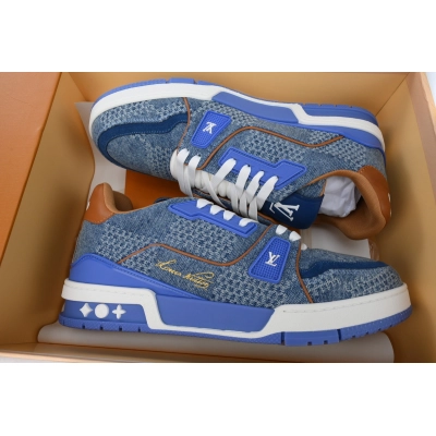 Louis Vuitton Trainer White Blue 02
