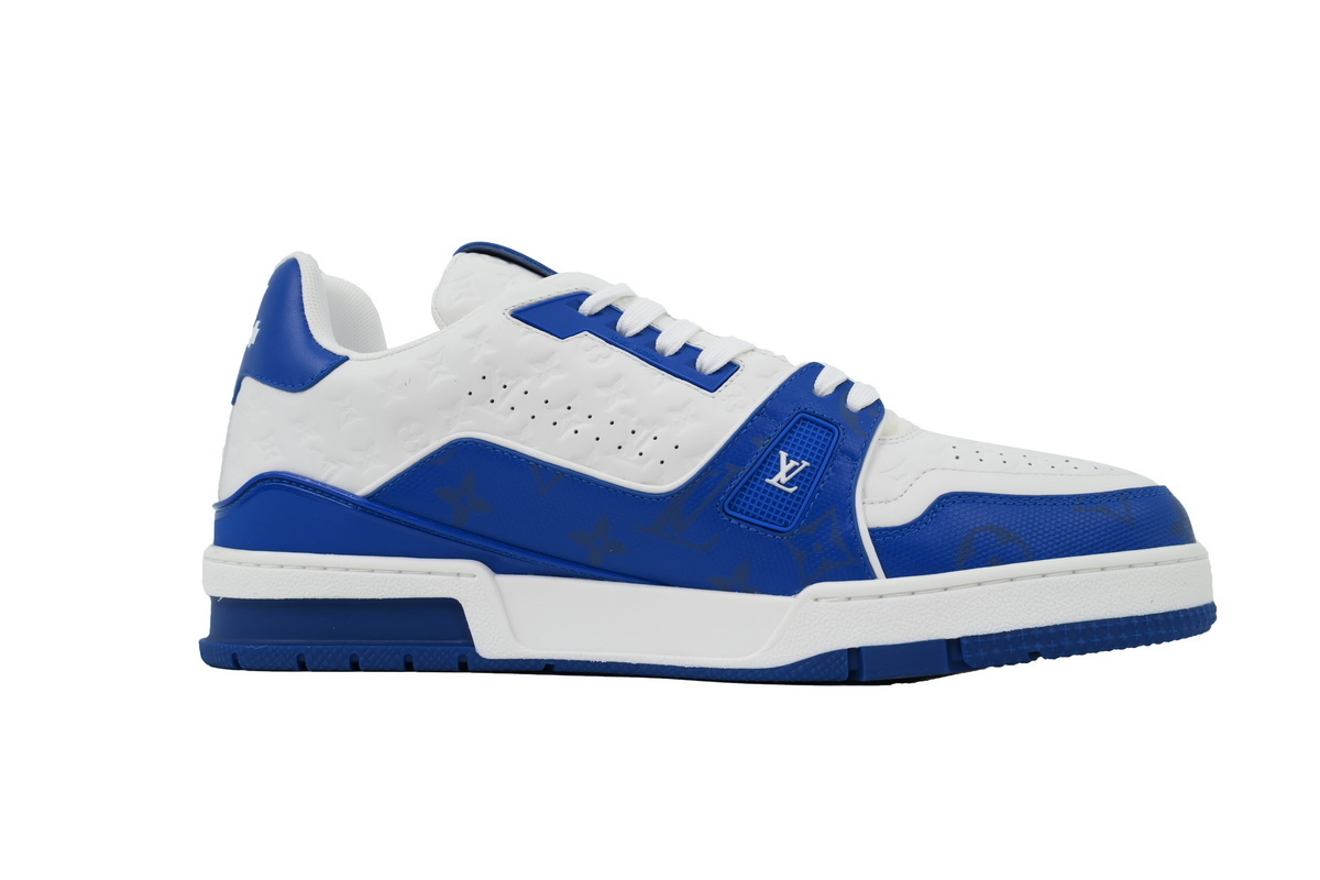 Louis Vuitton Trainer White Blue Leather