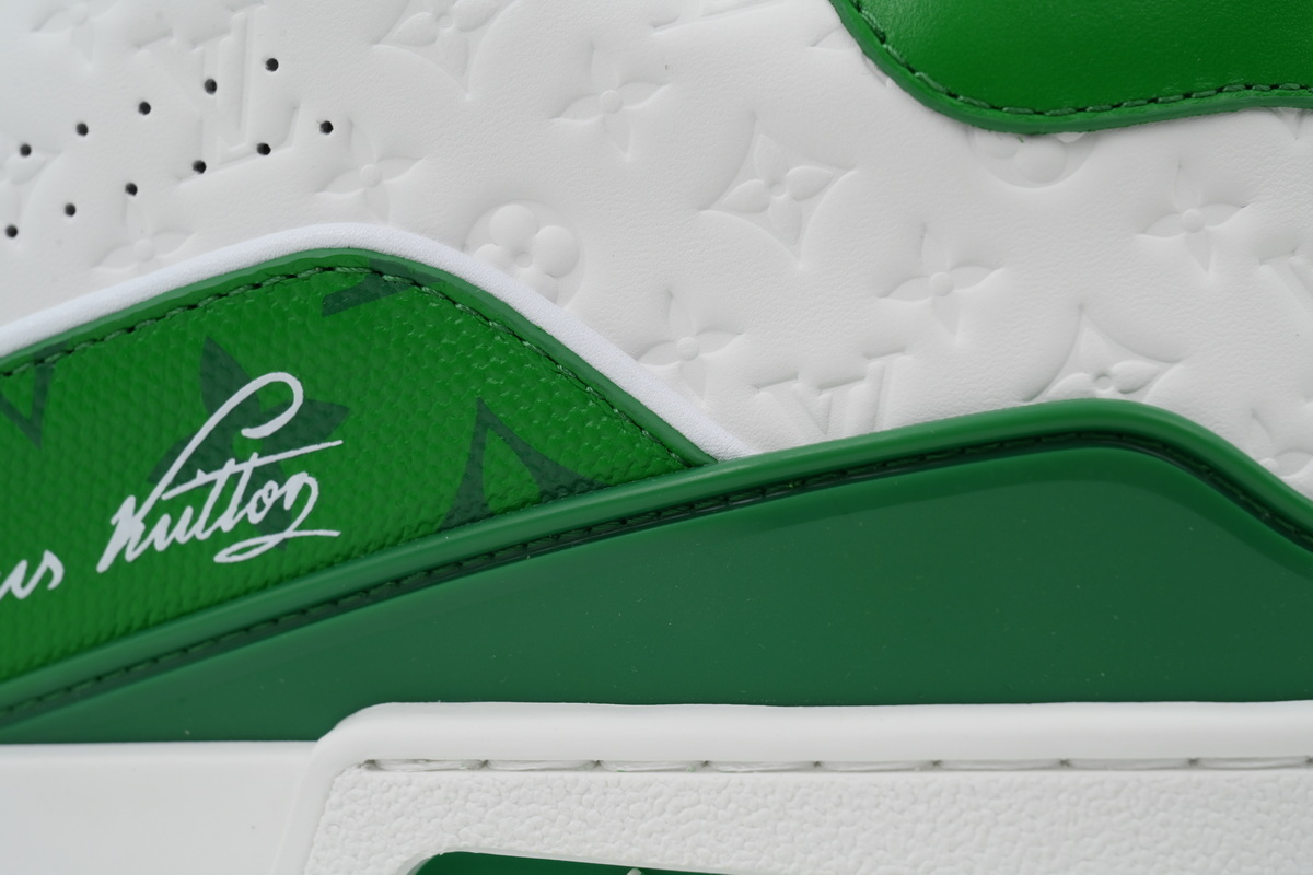 Louis Vuitton Trainer White Green Embossed