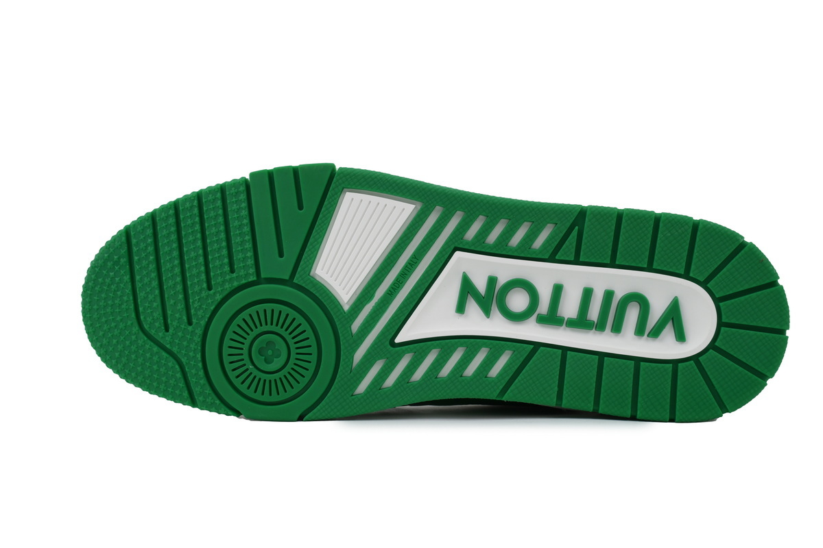 Louis Vuitton Trainer White Green Embossed