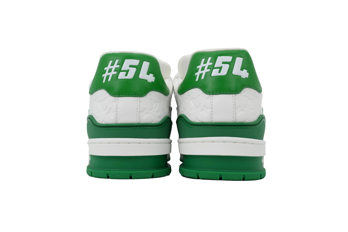 Louis Vuitton Trainer White Green Embossed