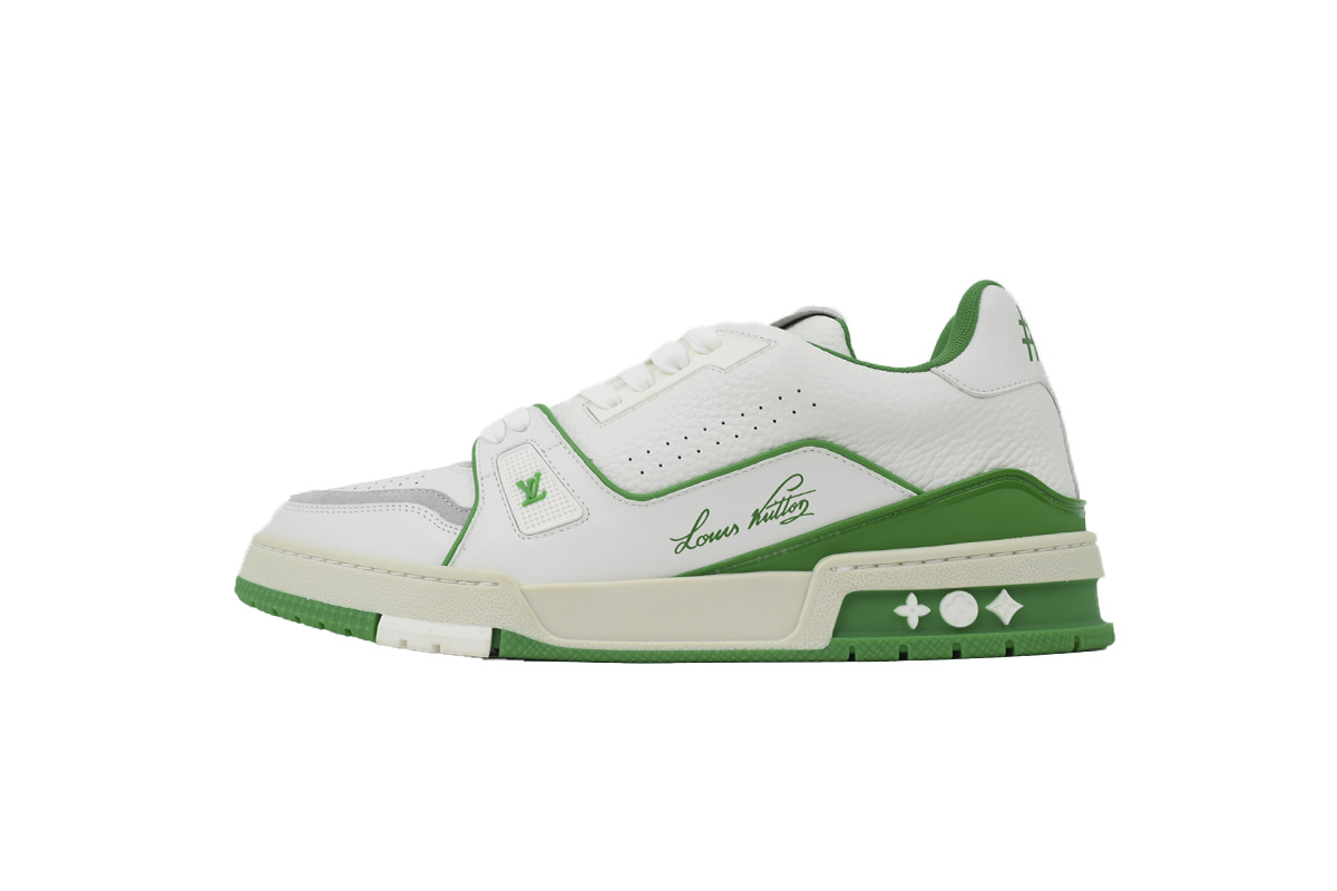 Louis Vuitton Trainer White Green Leather