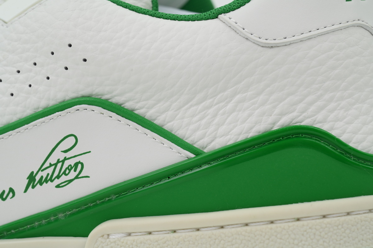 Louis Vuitton Trainer White Green Leather