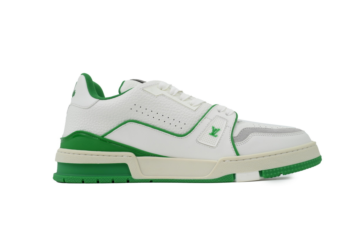 Louis Vuitton Trainer White Green Leather