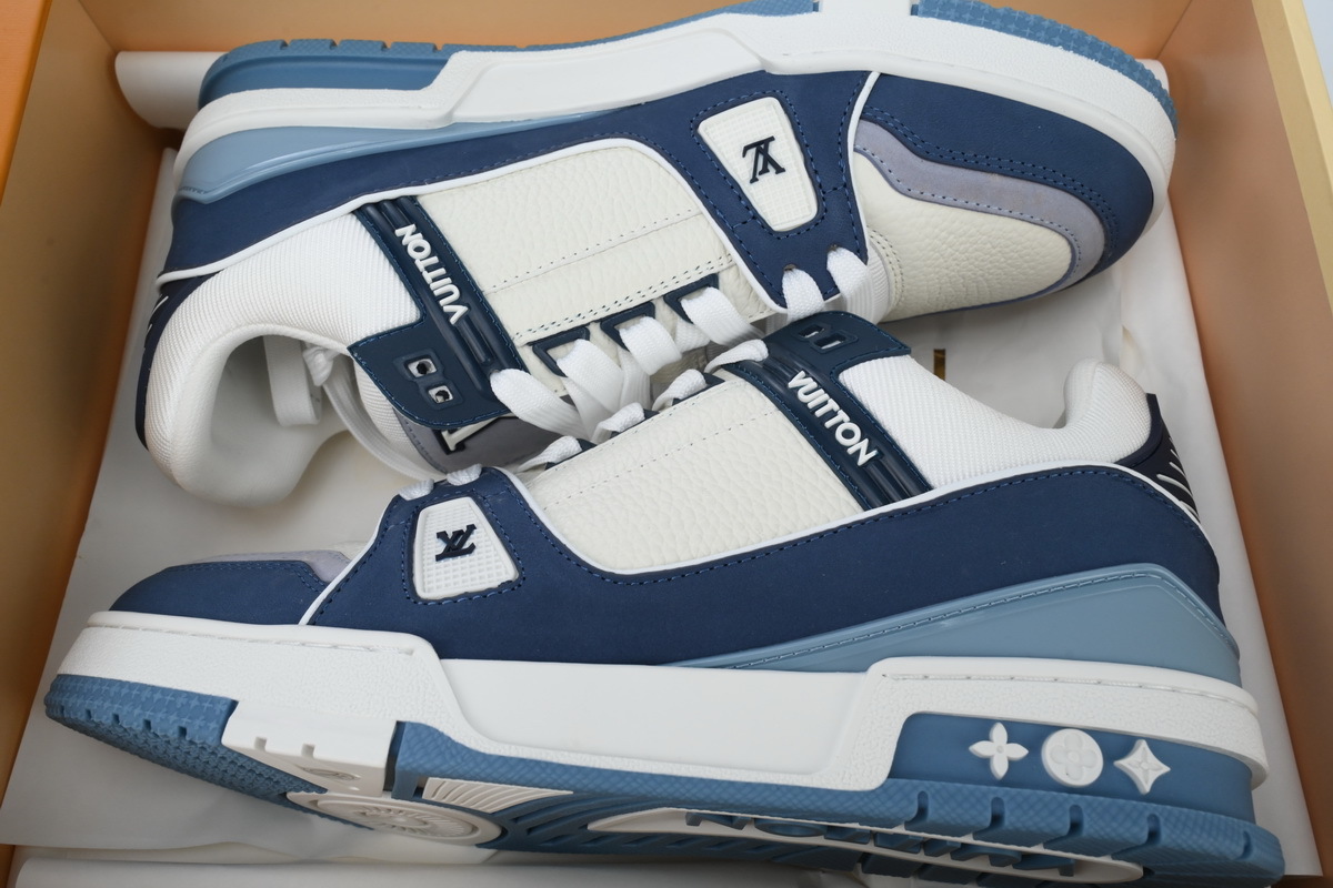 Louis Vuitton Trainer White Navy Blue