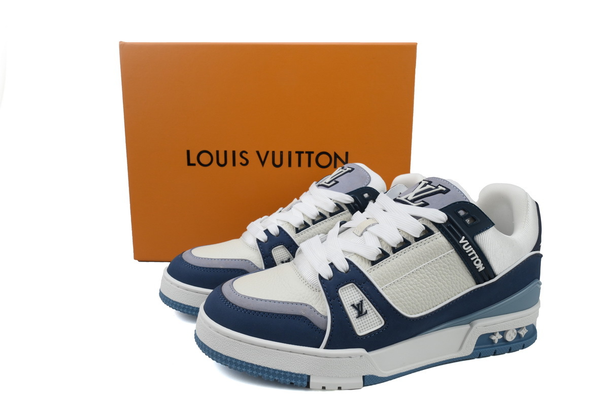 Louis Vuitton Trainer White Navy Blue