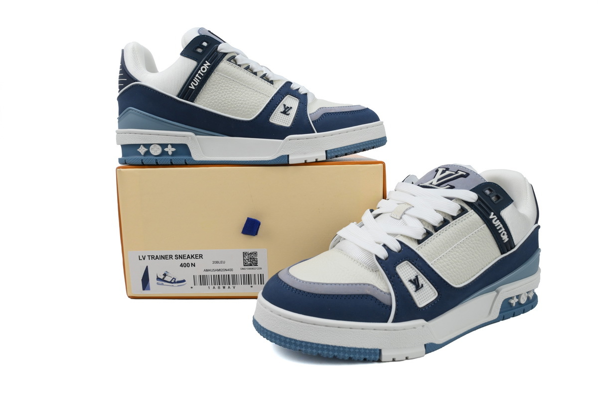 Louis Vuitton Trainer White Navy Blue