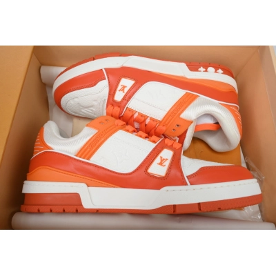 Louis Vuitton Trainer White Orange Embossed 02