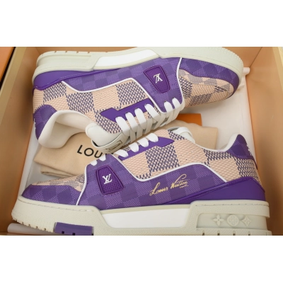 Louis Vuitton Trainer White Purple Damier Ebene & Azur 02