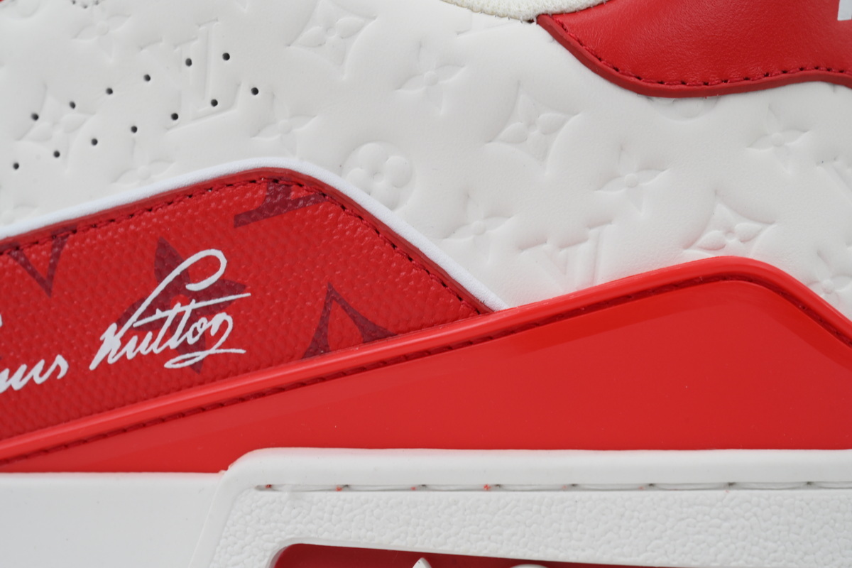 Louis Vuitton Trainer White Red Embossed