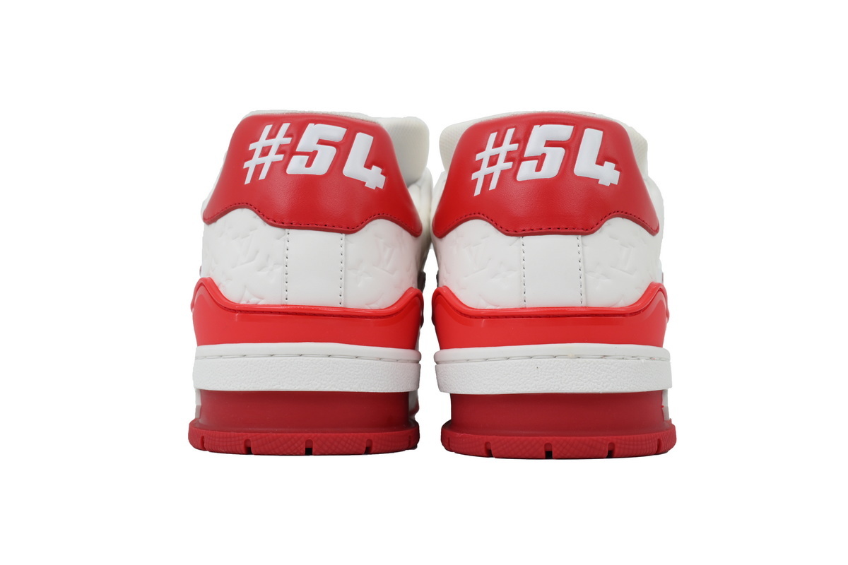Louis Vuitton Trainer White Red Embossed
