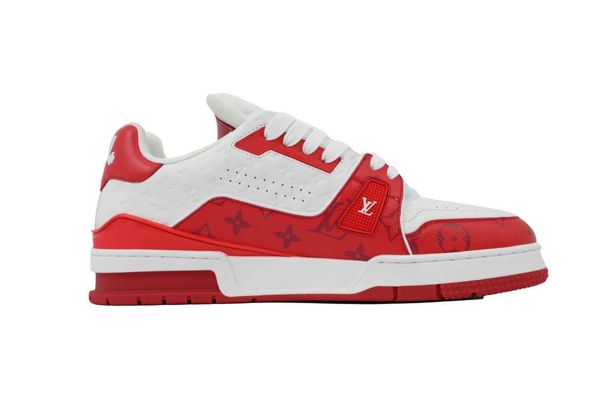 Louis Vuitton Trainer White Red Embossed
