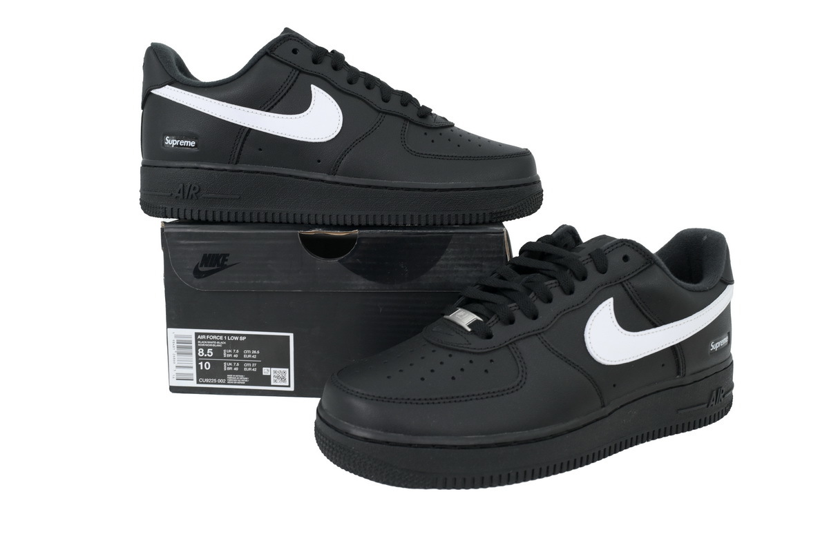 Nike Supreme x Air Force 1 Low Box Logo - Black White CU9225-002