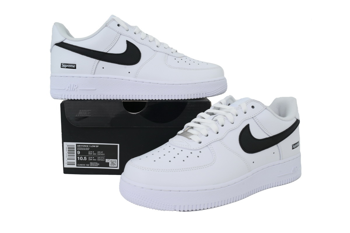 Nike Supreme x Air Force 1 Low Box Logo - White Black CU9225-102