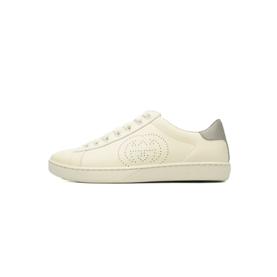 Gucci Ace GG Leather Sneakers 'White Grey Perforated' 01