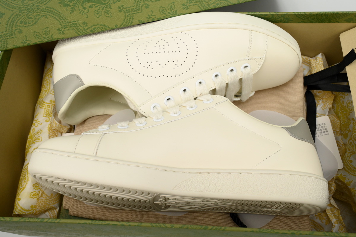 Gucci Ace GG Leather Sneakers 'White Grey Perforated'