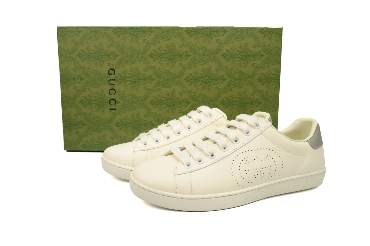 Gucci Ace GG Leather Sneakers 'White Grey Perforated'