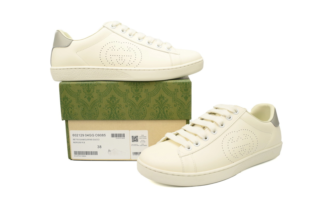 Gucci Ace GG Leather Sneakers 'White Grey Perforated'