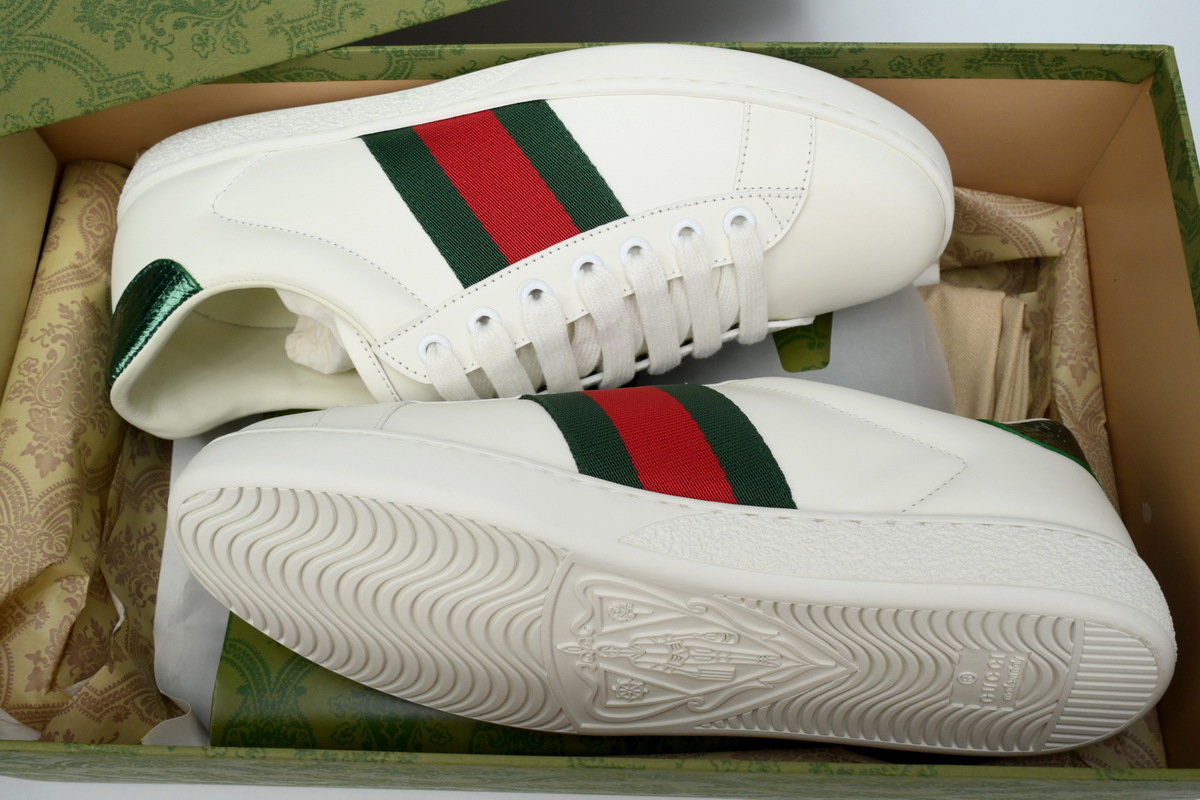 Gucci Ace Leather Sneakers 'Green Red Web Stripe'