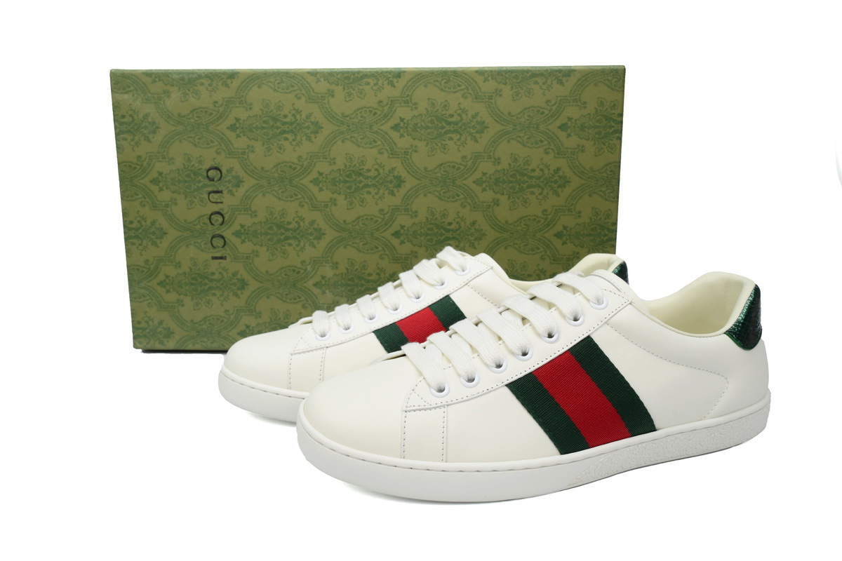 Gucci Ace Leather Sneakers 'Green Red Web Stripe'