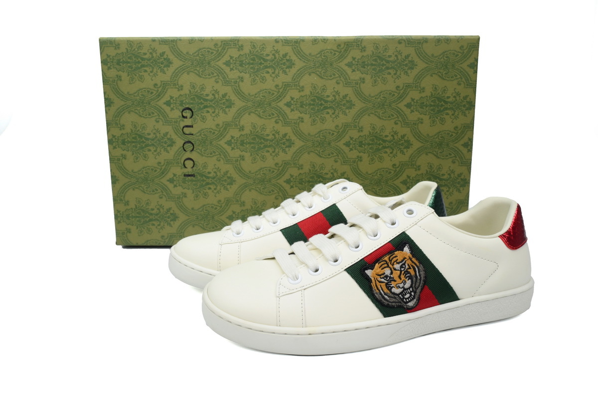 Gucci Ace Leather Sneakers 'Tiger Embroidery'