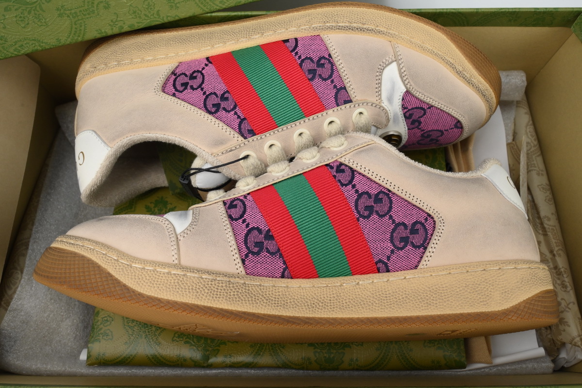 Gucci Distressed Sneakers 'White Beige Pink'