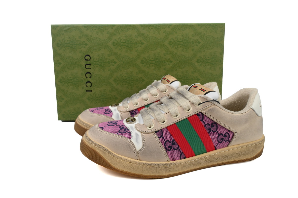 Gucci Distressed Sneakers 'White Beige Pink'