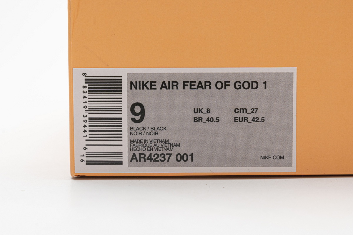 Nike Air Fear Of God 1 x Nike Air " Black" AR4237-001