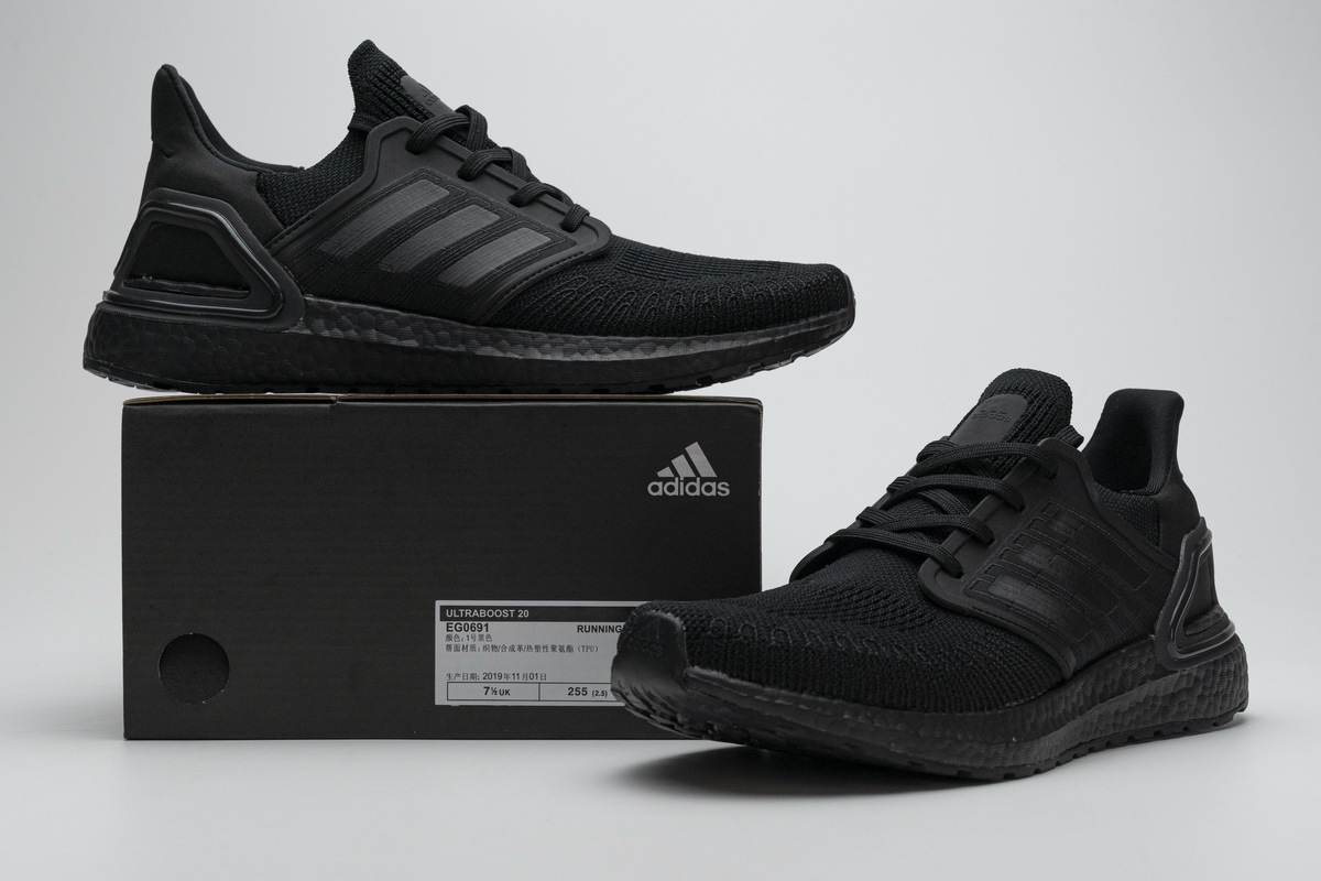 Adidas Ultra Boost 20 CONSORTIUM Triple Black Real Boost EG0691
