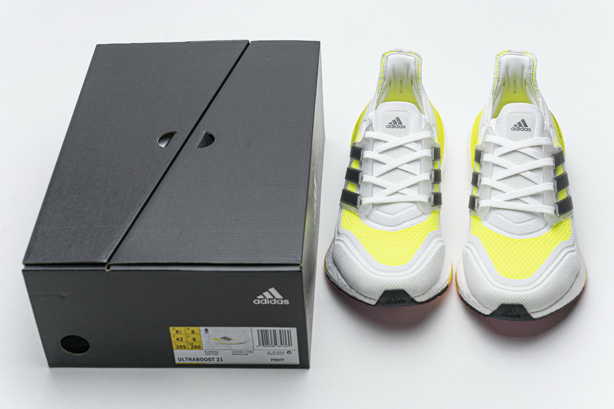 Adidas Ultra Boost 21 White Yellow Black FY0377